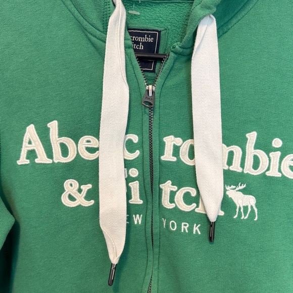 Abercrombie & Fitch Green Hoodie with White Accents - Picture 2 of 4
